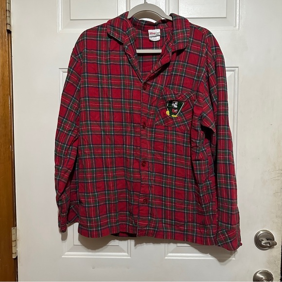 Disney Store Embroidered Mickey Mouse Red Plaid Pajama Set Christmas Size M - Picture 2 of 11